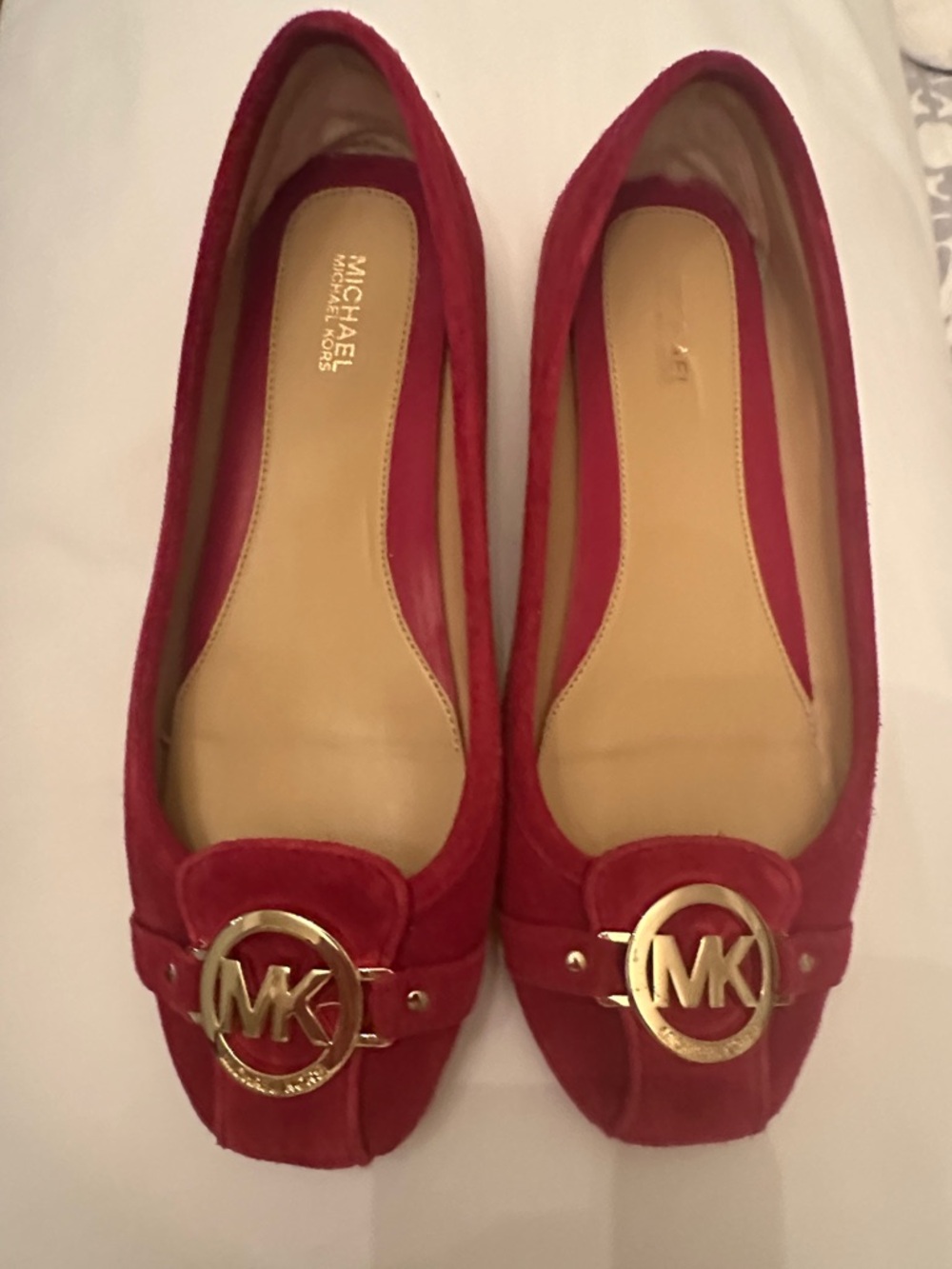 Michael Kors Red Suede MK Logo Loafers